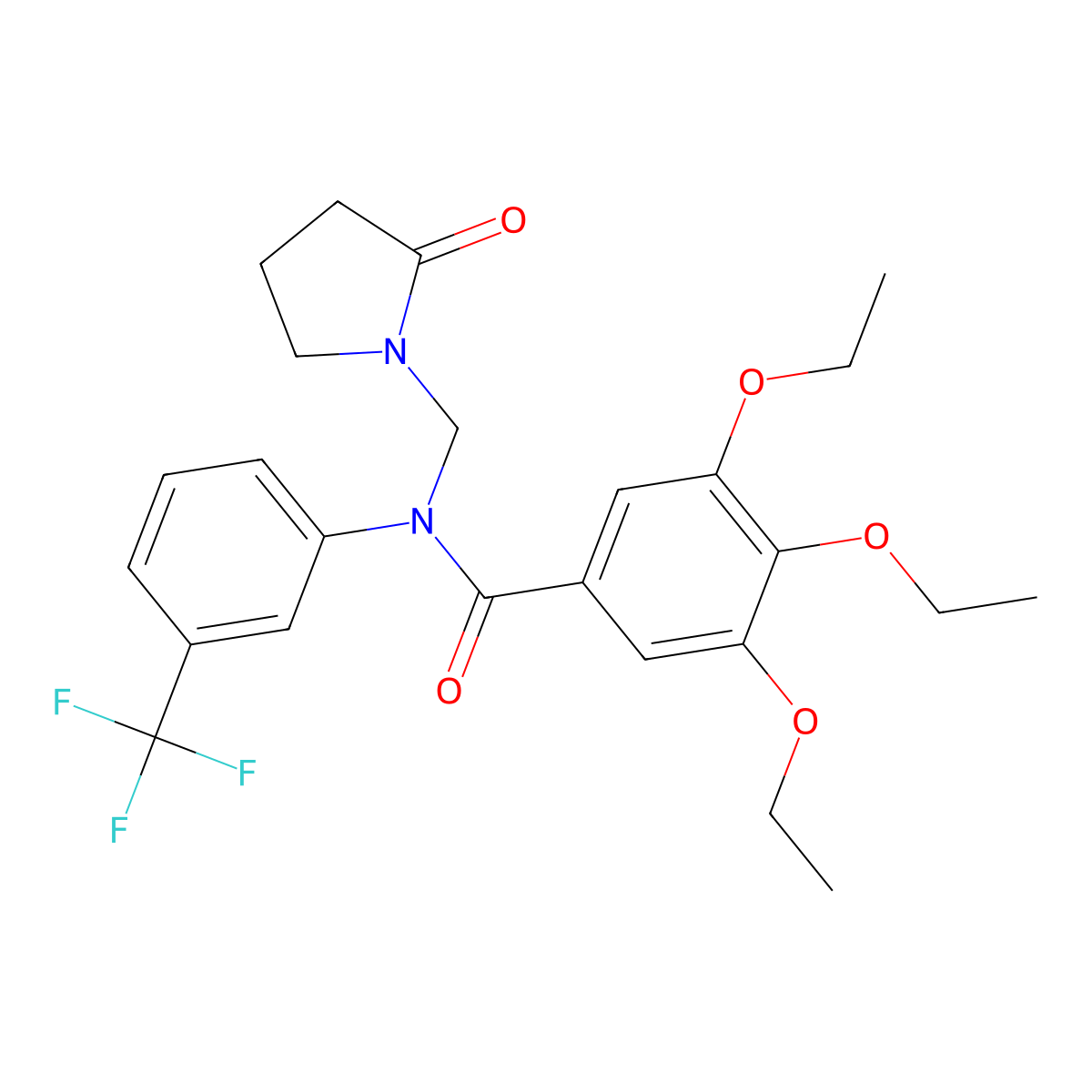 3,4,5-triethoxy-N-[(2-oxopyrrolidin-1-yl)methyl]-N-[3-(trifluoromethyl)phenyl]benzamide molecular structure, CAS 863001-75-6