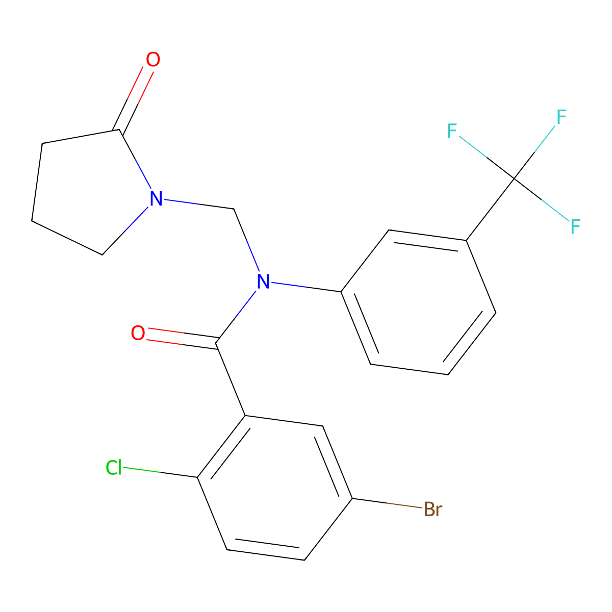 5-bromo-2-chloro-N-[(2-oxopyrrolidin-1-yl)methyl]-N-[3-(trifluoromethyl)phenyl]benzamide molecular structure, CAS 863001-76-7