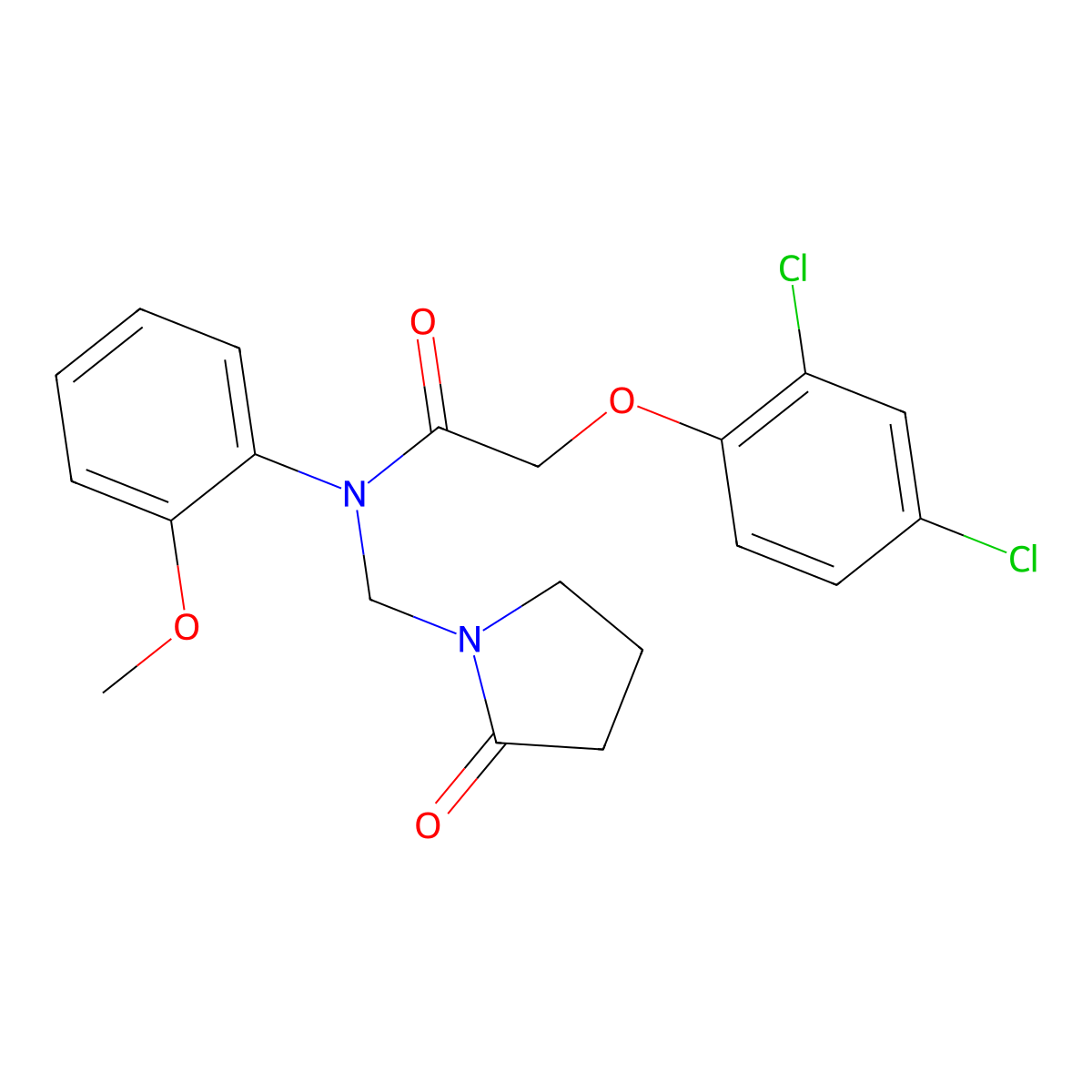 2-(2,4-dichlorophenoxy)-N-(2-methoxyphenyl)-N-[(2-oxopyrrolidin-1-yl)methyl]acetamide molecular structure, CAS 863001-77-8
