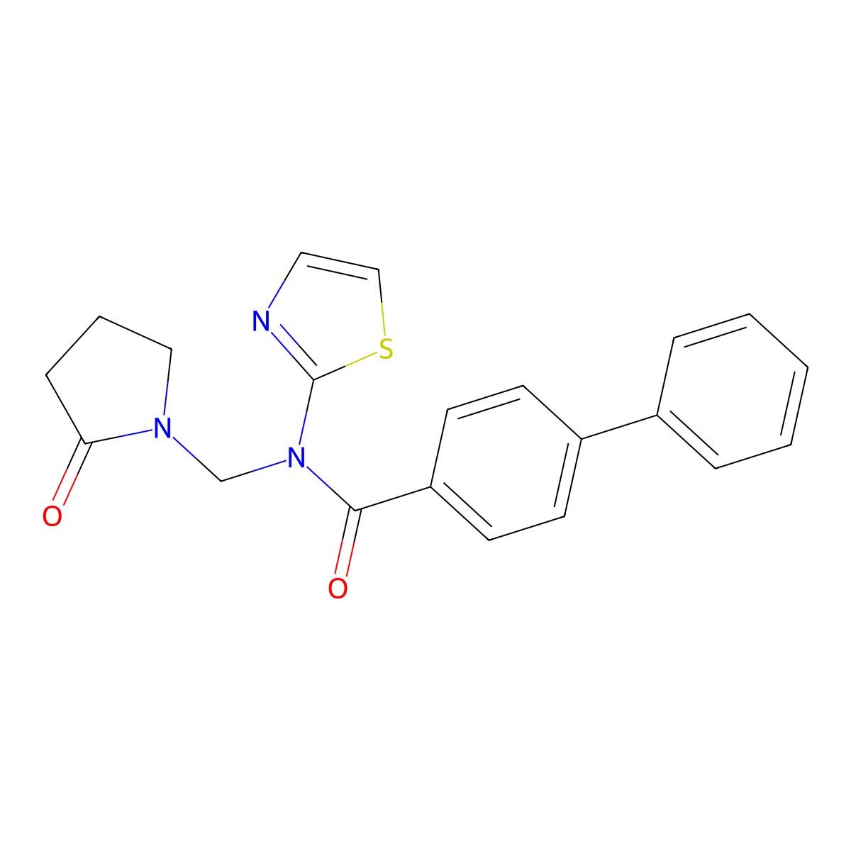 N-((2-oxopyrrolidin-1-yl)methyl)-N-(thiazol-2-yl)-[1,1'-biphenyl]-4-carboxamide molecular structure, CAS 863001-81-4