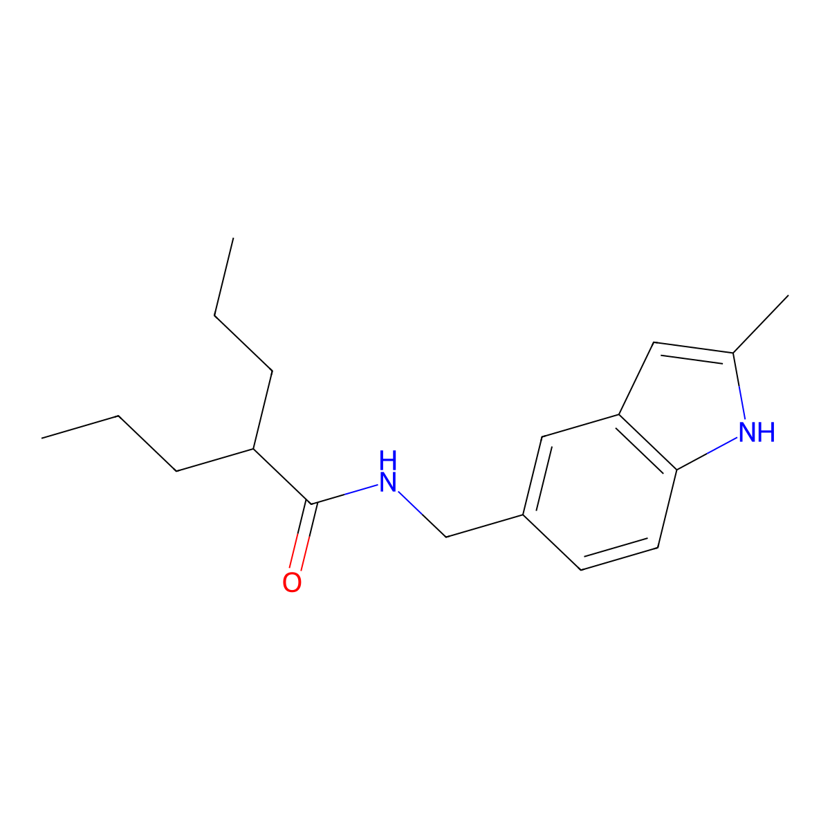 N-[(2-methyl-1H-indol-5-yl)methyl]-2-propylpentanamide molecular structure, CAS 863001-82-5