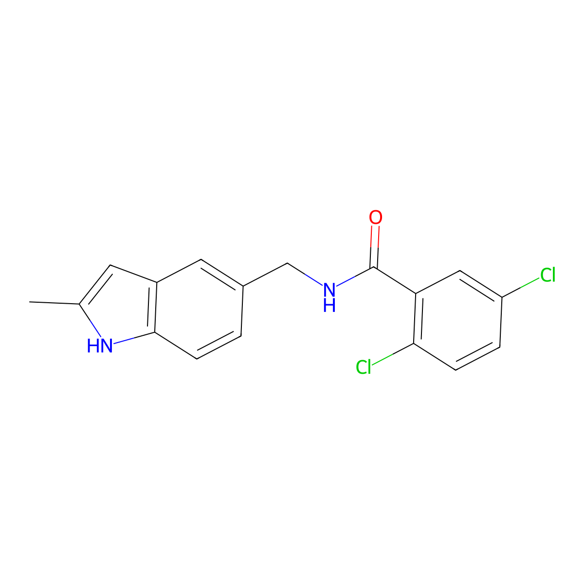 2,5-dichloro-N-[(2-methyl-1H-indol-5-yl)methyl]benzamide molecular structure, CAS 863001-84-7
