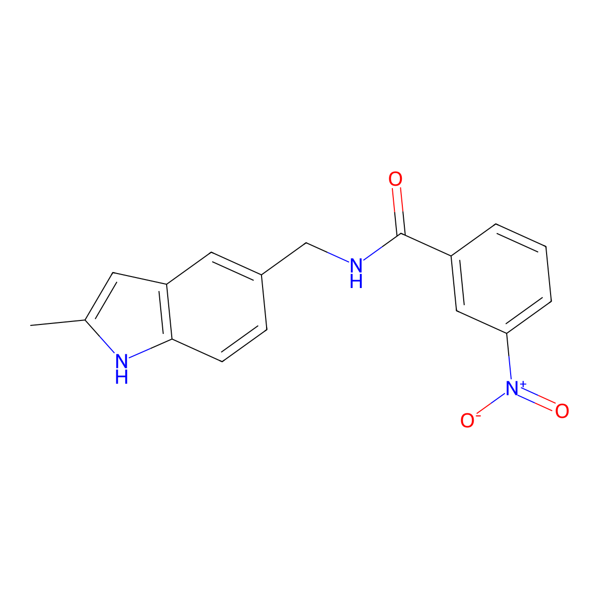 N-[(2-methyl-1H-indol-5-yl)methyl]-3-nitrobenzamide molecular structure, CAS 863001-85-8