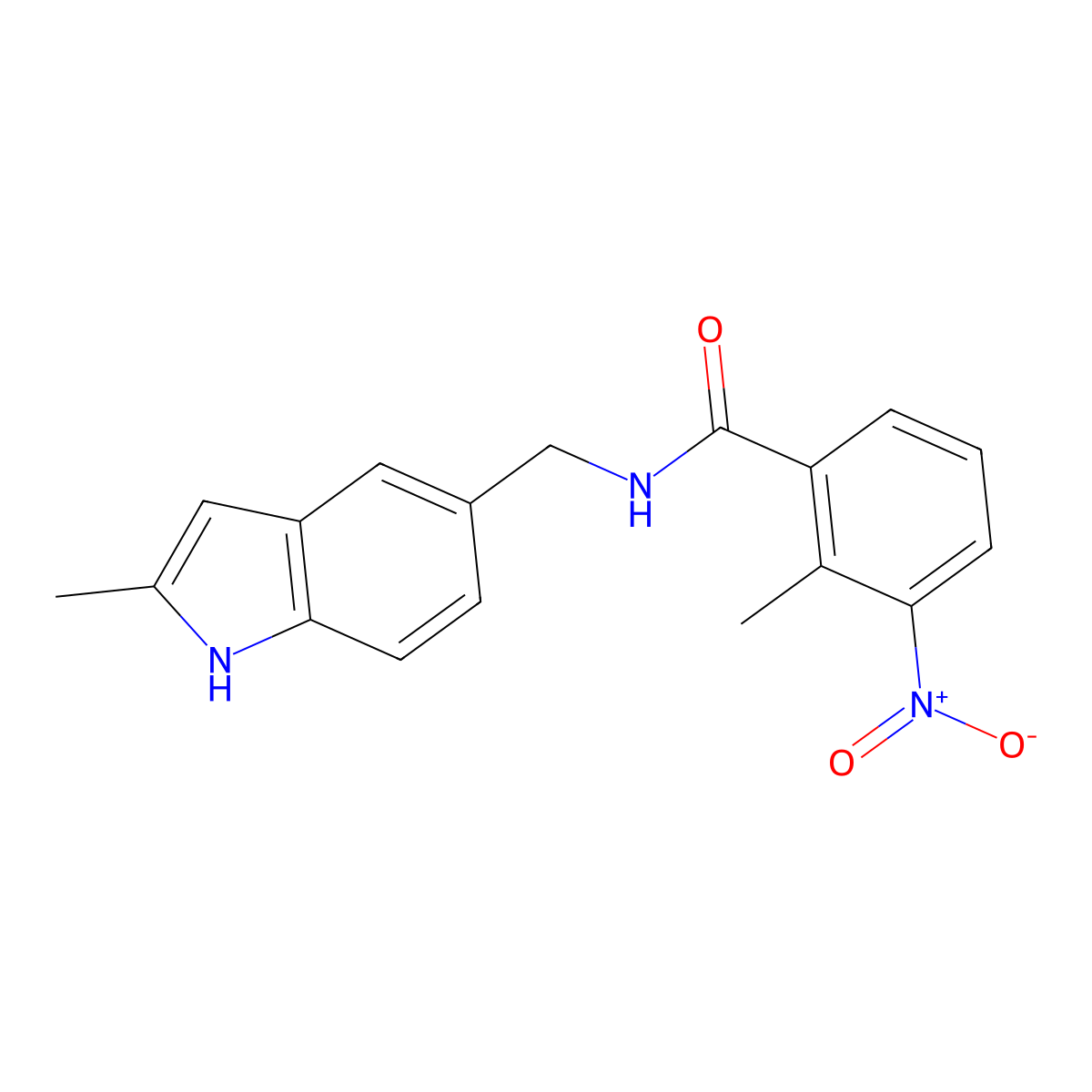 2-methyl-N-[(2-methyl-1H-indol-5-yl)methyl]-3-nitrobenzamide molecular structure, CAS 863001-86-9