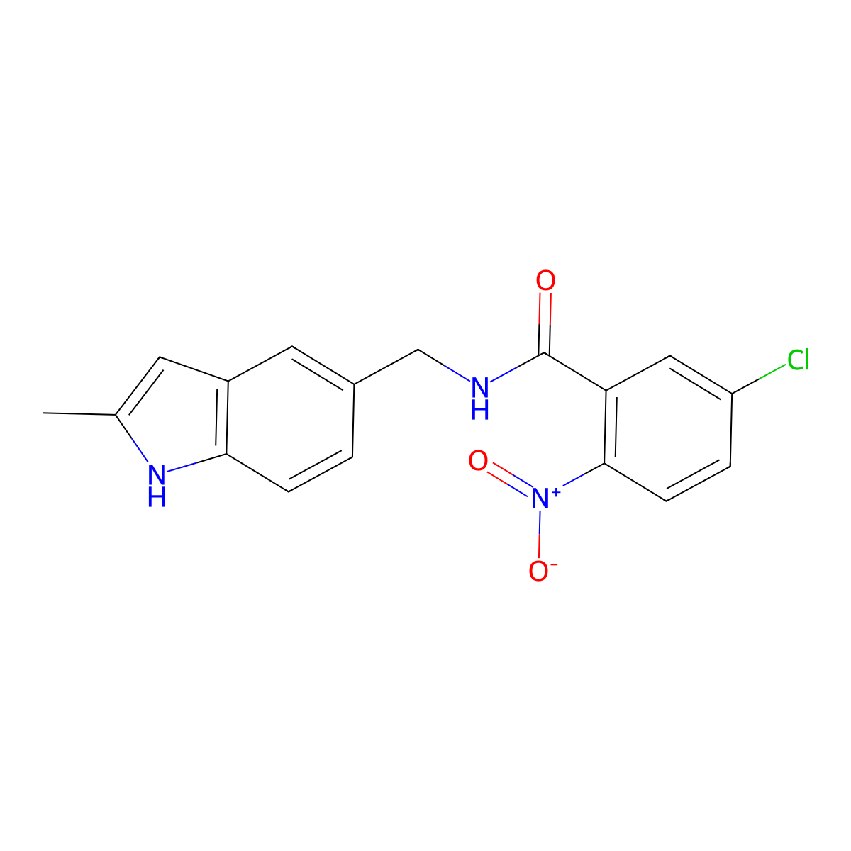 5-chloro-N-[(2-methyl-1H-indol-5-yl)methyl]-2-nitrobenzamide molecular structure, CAS 863001-88-1