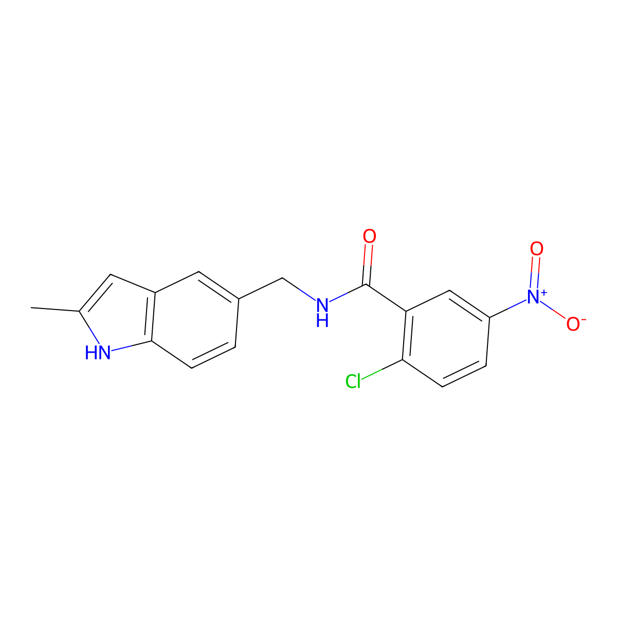 2-chloro-N-[(2-methyl-1H-indol-5-yl)methyl]-5-nitrobenzamide molecular structure, CAS 863001-89-2
