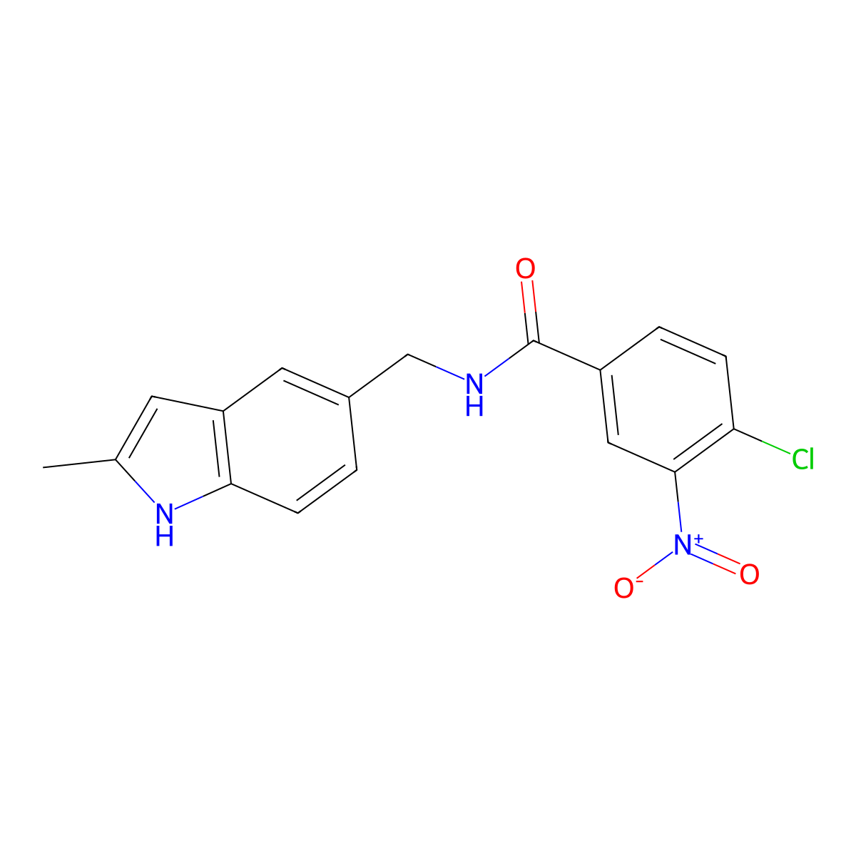 4-chloro-N-[(2-methyl-1H-indol-5-yl)methyl]-3-nitrobenzamide molecular structure, CAS 863001-90-5