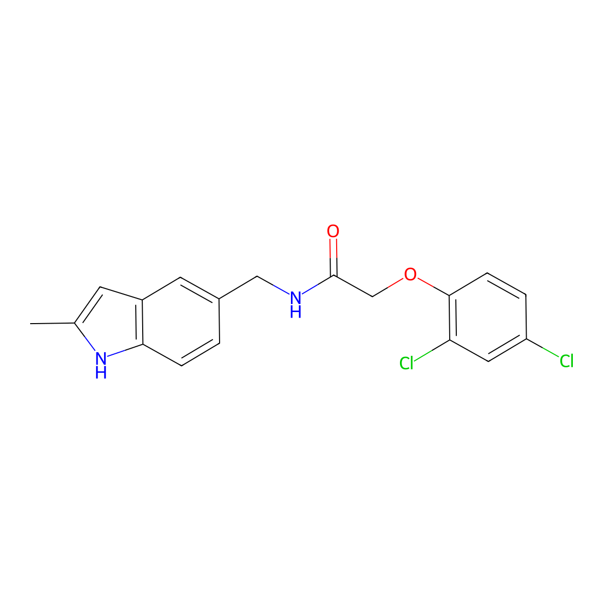 2-(2,4-dichlorophenoxy)-N-[(2-methyl-1H-indol-5-yl)methyl]acetamide molecular structure, CAS 863001-91-6