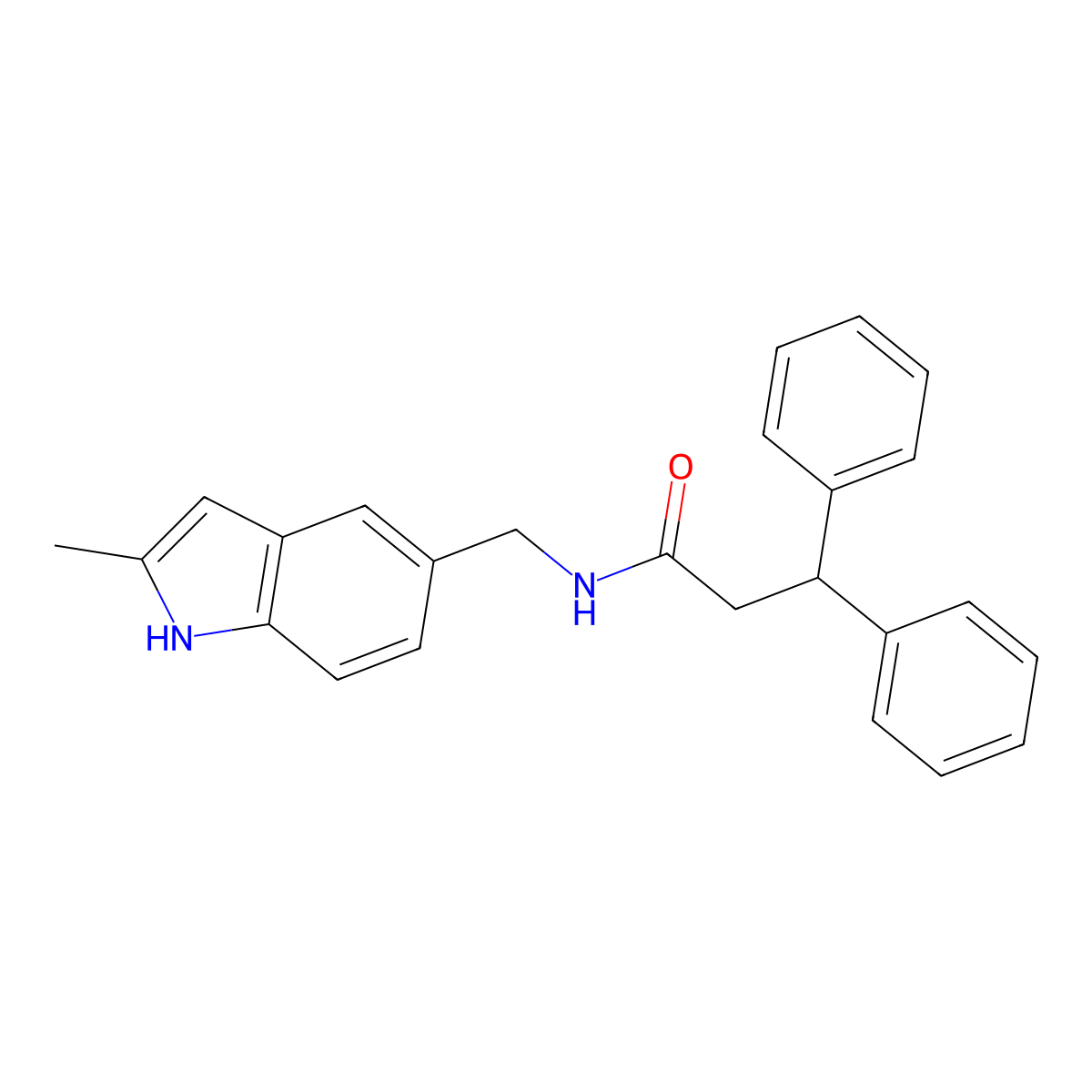 N-[(2-methyl-1H-indol-5-yl)methyl]-3,3-diphenylpropanamide molecular structure, CAS 863001-93-8