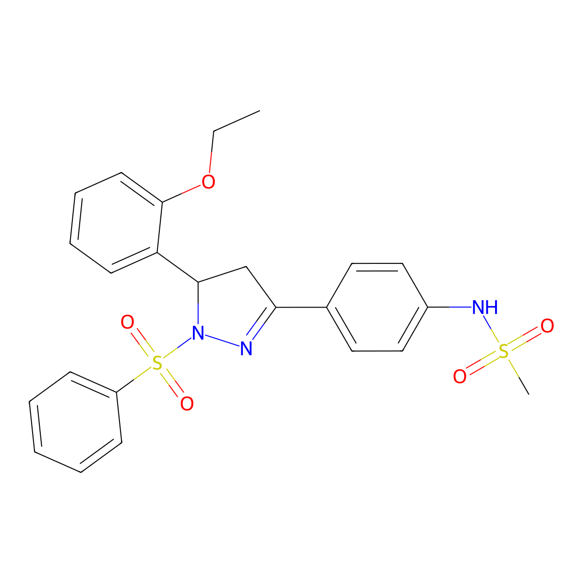 N-{4-[1-(benzenesulfonyl)-5-(2-ethoxyphenyl)-4,5-dihydro-1H-pyrazol-3-yl]phenyl}methanesulfonamide molecular structure, CAS 863001-99-4