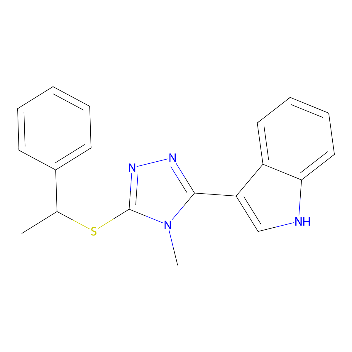 3-{4-methyl-5-[(1-phenylethyl)sulfanyl]-4H-1,2,4-triazol-3-yl}-1H-indole molecular structure, CAS 863002-08-8