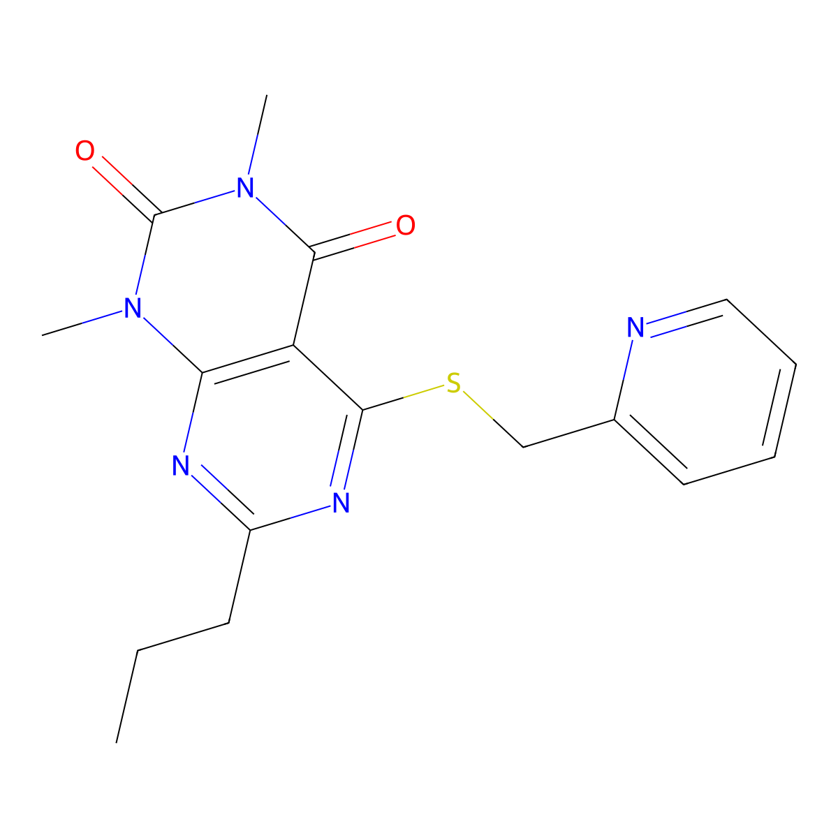 1,3-Dimethyl-7-propyl-5-(pyridin-2-ylmethylsulfanyl)pyrimido[4,5-d]pyrimidine-2,4-dione molecular structure, CAS 863002-53-3