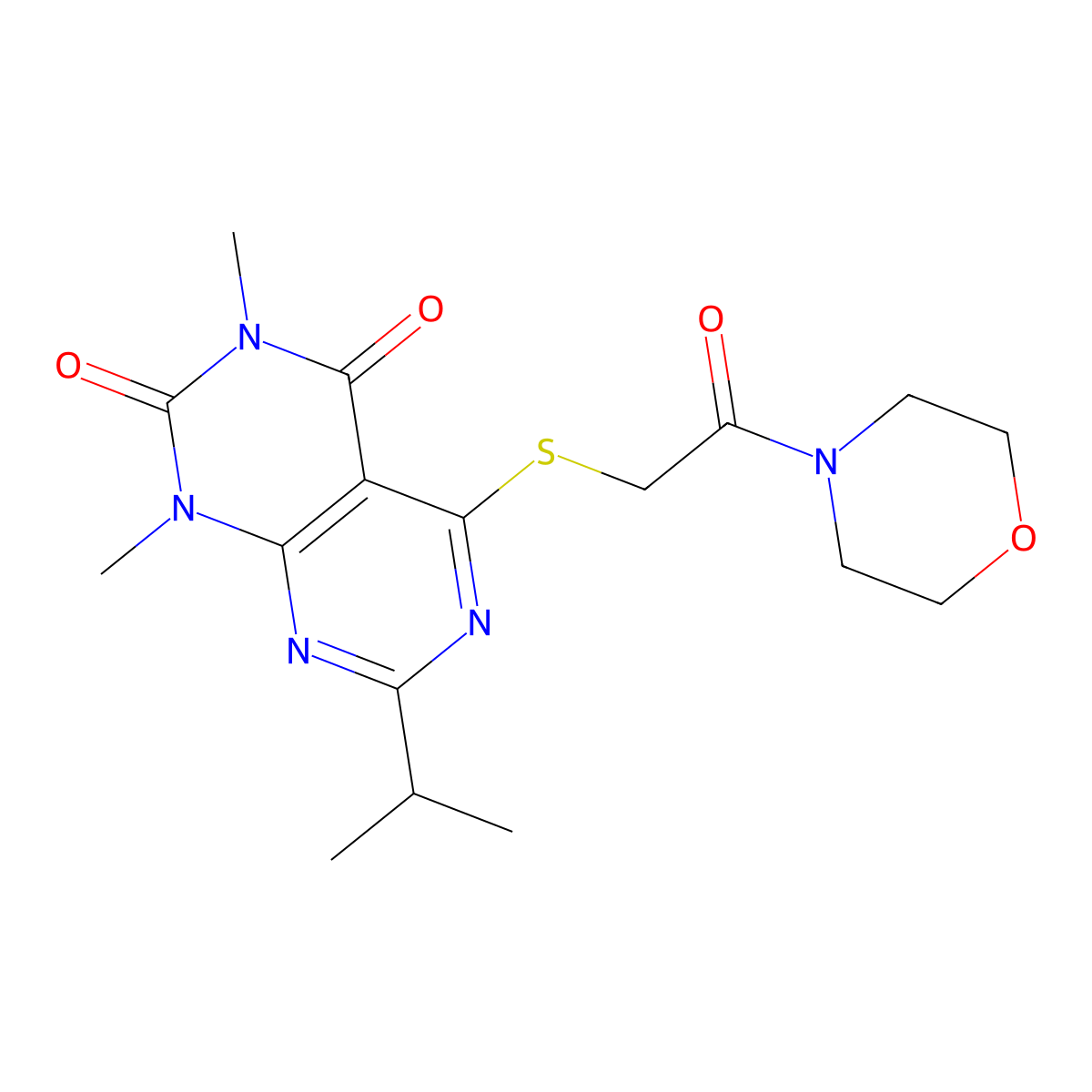 7-isopropyl-1,3-dimethyl-5-((2-morpholino-2-oxoethyl)thio)pyrimido[4,5-d]pyrimidine-2,4(1H,3H)-dione molecular structure, CAS 863002-58-8
