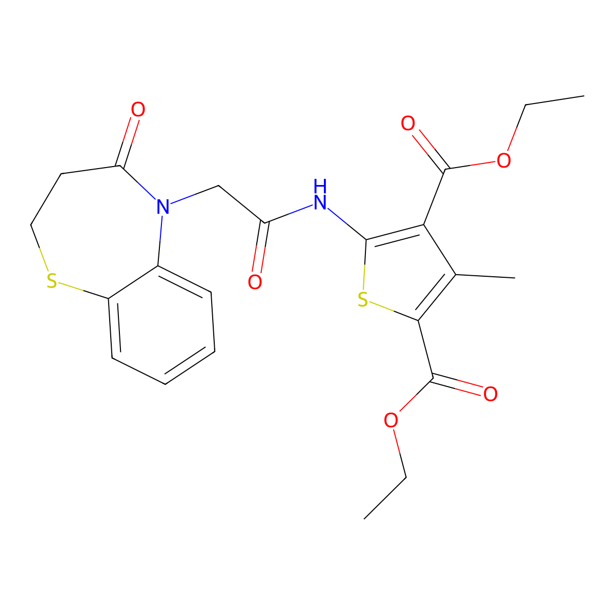 diethyl 3-methyl-5-(2-(4-oxo-3,4-dihydrobenzo[b][1,4]thiazepin-5(2H)-yl)acetamido)thiophene-2,4-dicarboxylate molecular structure, CAS 863004-18-6