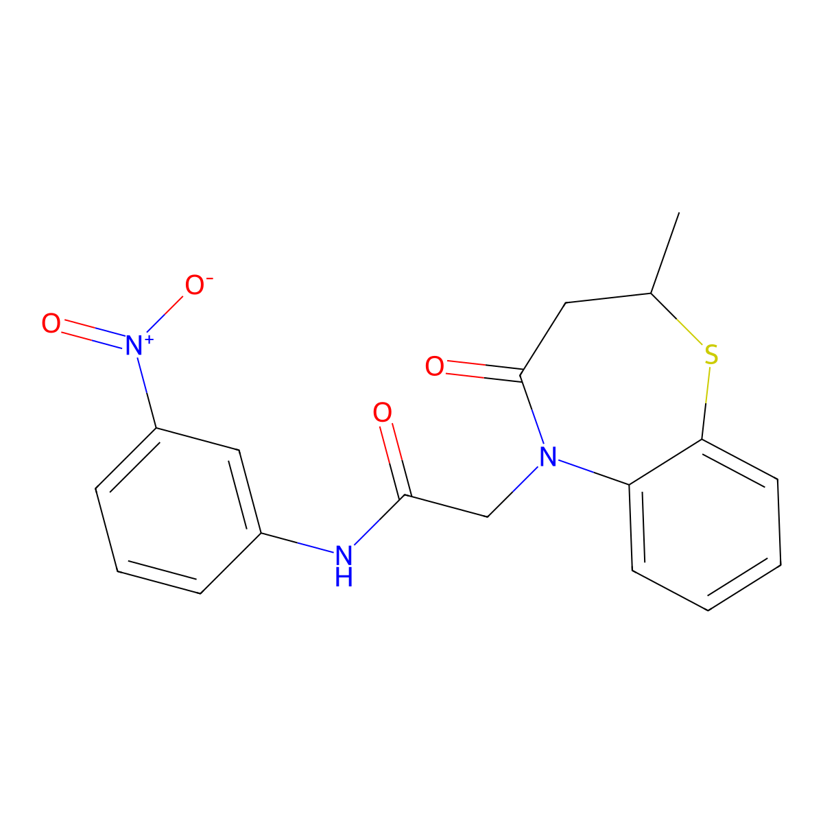 2-(2-methyl-4-oxo-3,4-dihydrobenzo[b][1,4]thiazepin-5(2H)-yl)-N-(3-nitrophenyl)acetamide molecular structure, CAS 863004-28-8