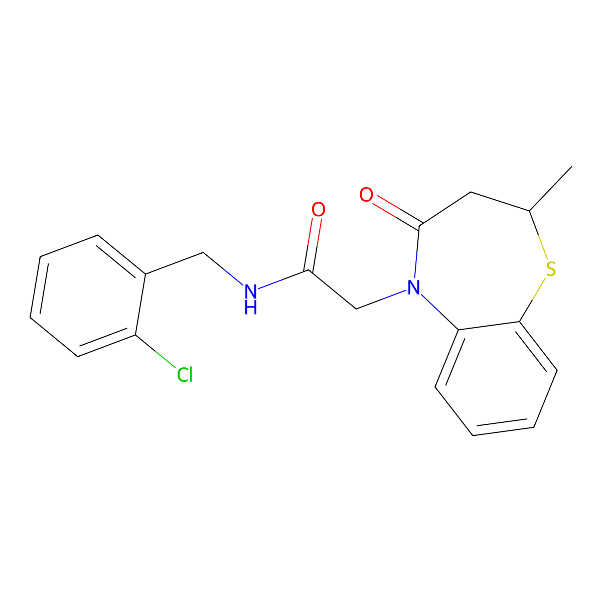 N-(2-chlorobenzyl)-2-(2-methyl-4-oxo-3,4-dihydrobenzo[b][1,4]thiazepin-5(2H)-yl)acetamide molecular structure, CAS 863004-41-5