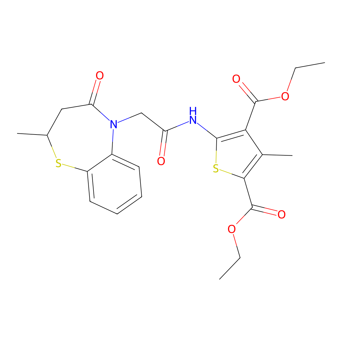 diethyl 3-methyl-5-(2-(2-methyl-4-oxo-3,4-dihydrobenzo[b][1,4]thiazepin-5(2H)-yl)acetamido)thiophene-2,4-dicarboxylate molecular structure, CAS 863004-47-1