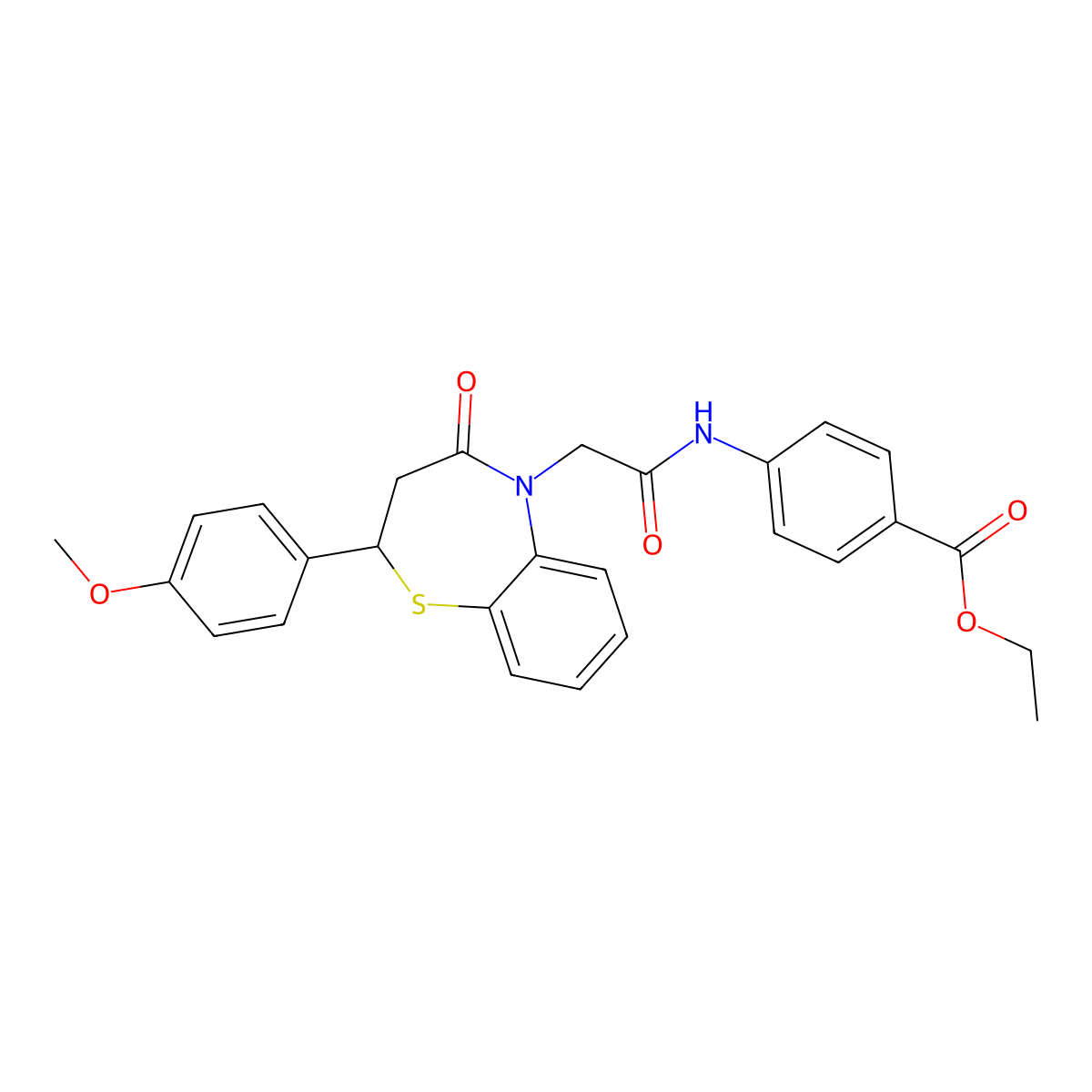 Ethyl 4-{2-[2-(4-methoxyphenyl)-4-oxo-2,3,4,5-tetrahydro-1,5-benzothiazepin-5-yl]acetamido}benzoate molecular structure, CAS 863004-58-4