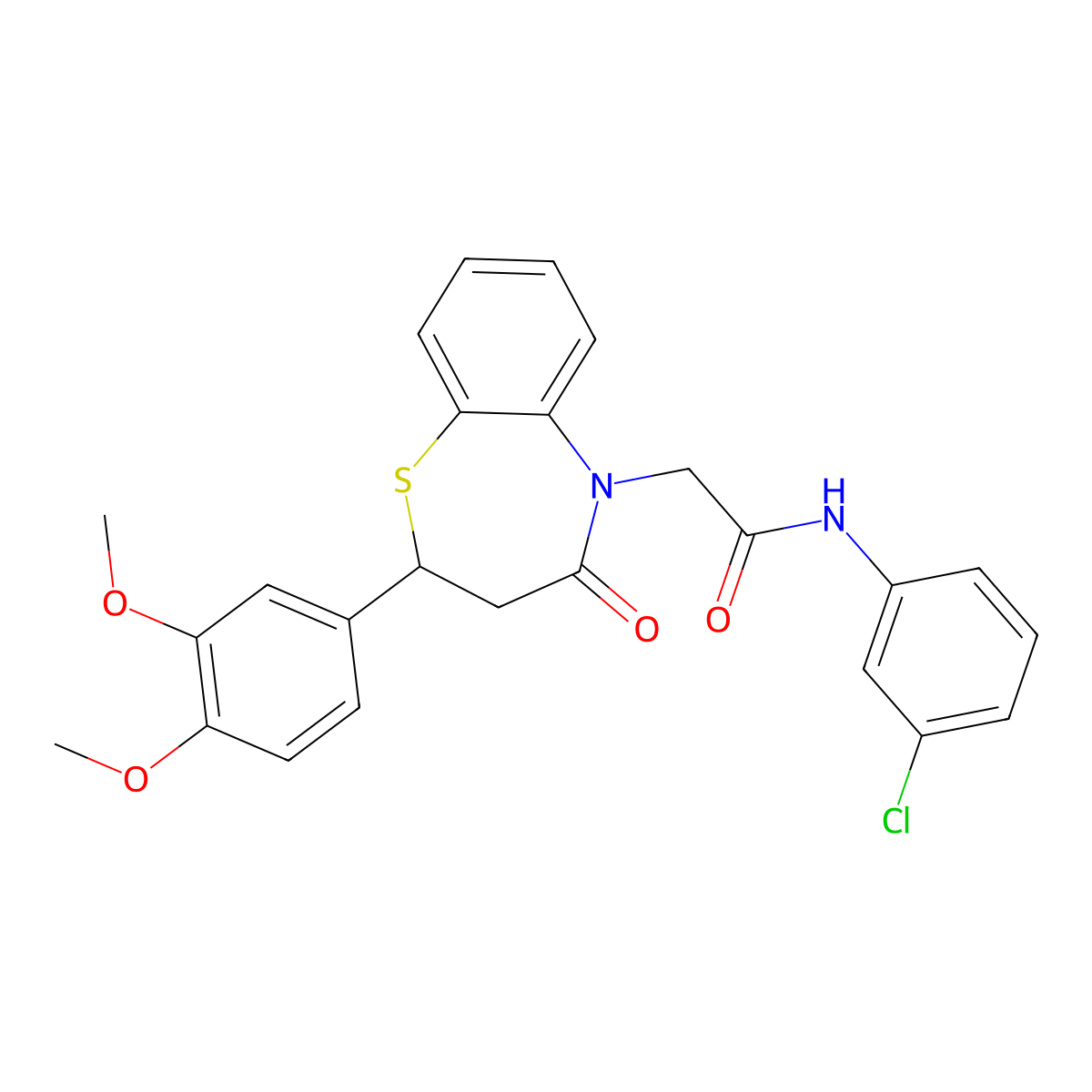 N-(3-chlorophenyl)-2-(2-(3,4-dimethoxyphenyl)-4-oxo-3,4-dihydrobenzo[b][1,4]thiazepin-5(2H)-yl)acetamide molecular structure, CAS 863004-64-2