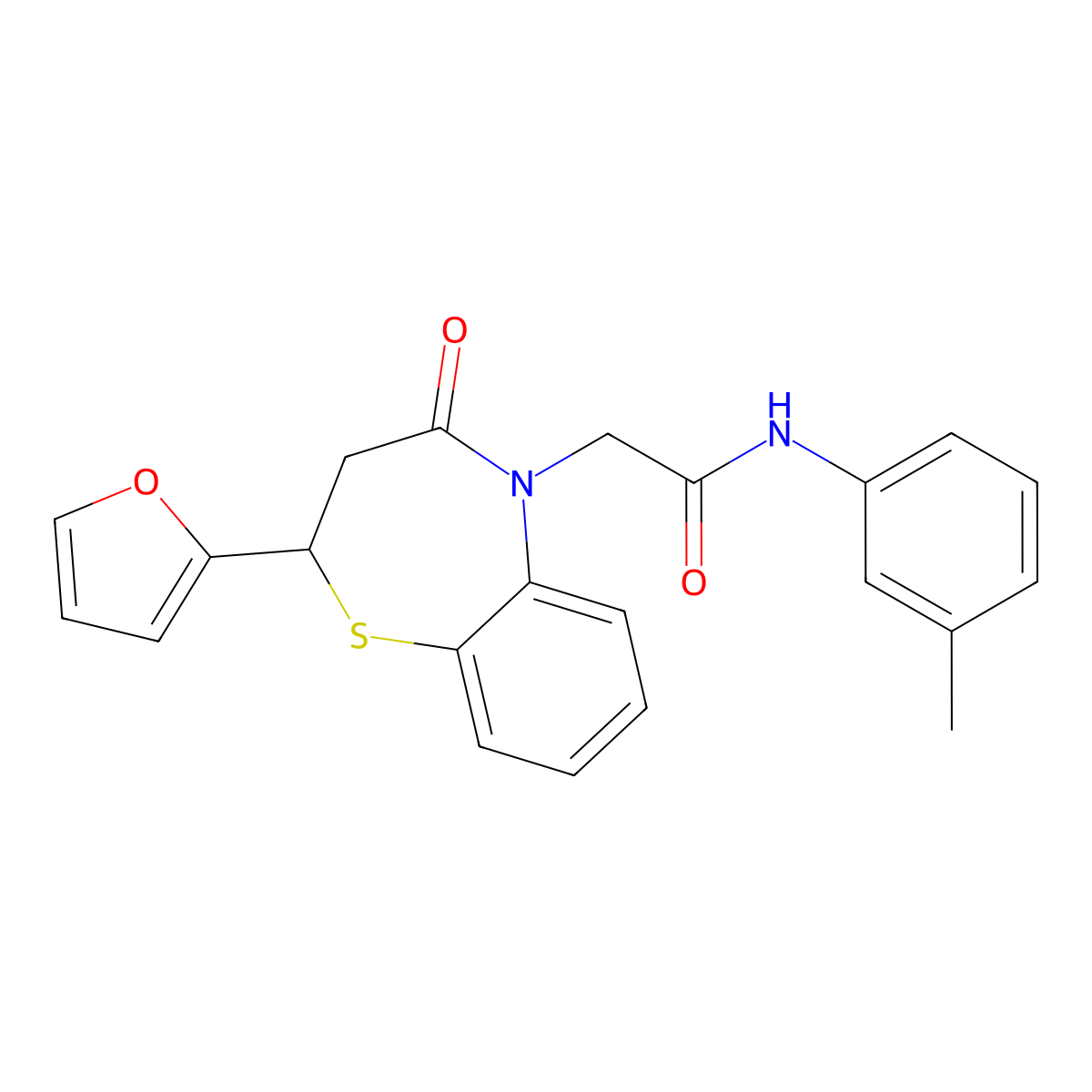 2-(2-(furan-2-yl)-4-oxo-3,4-dihydrobenzo[b][1,4]thiazepin-5(2H)-yl)-N-(m-tolyl)acetamide molecular structure, CAS 863004-77-7