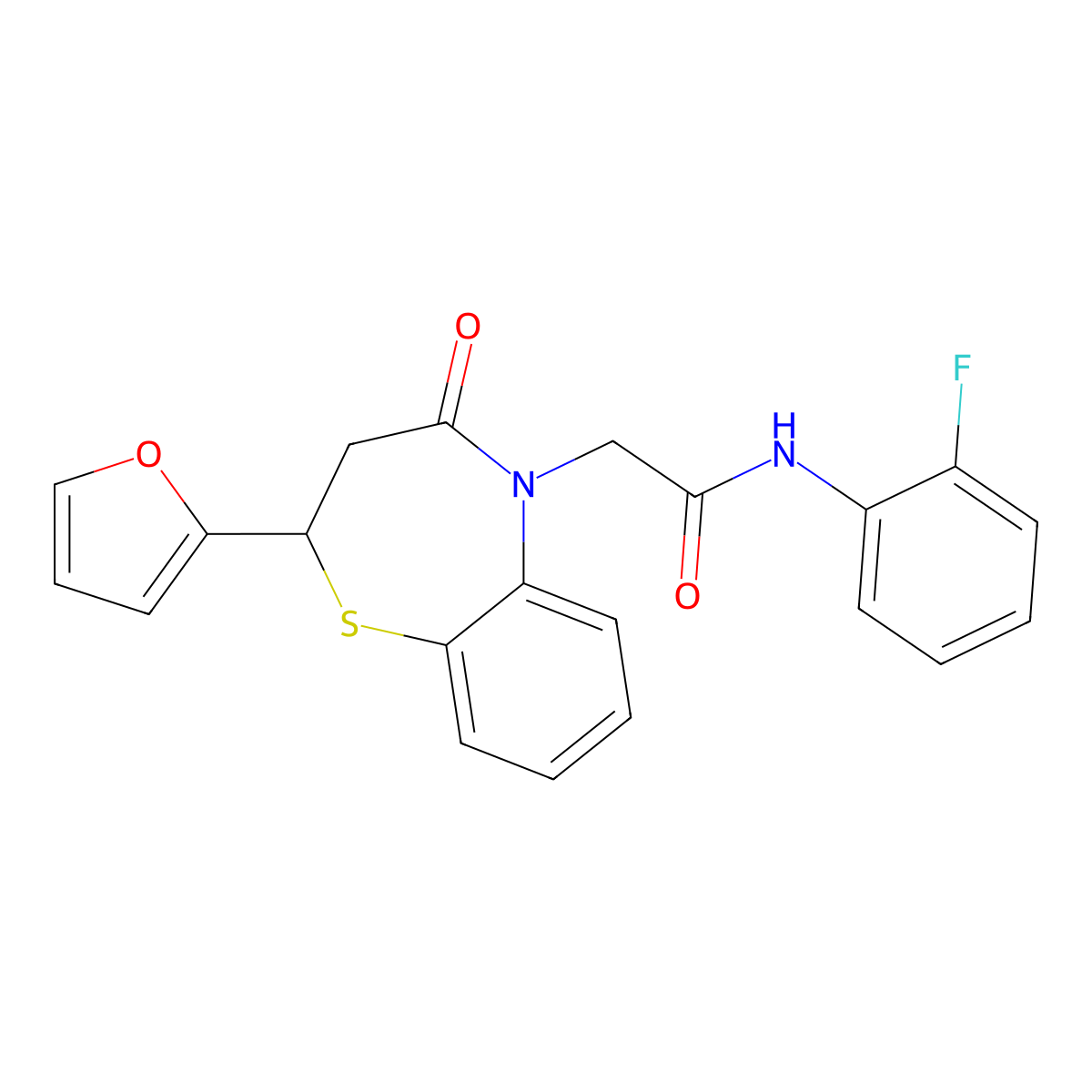 N-(2-fluorophenyl)-2-(2-(furan-2-yl)-4-oxo-3,4-dihydrobenzo[b][1,4]thiazepin-5(2H)-yl)acetamide molecular structure, CAS 863004-86-8