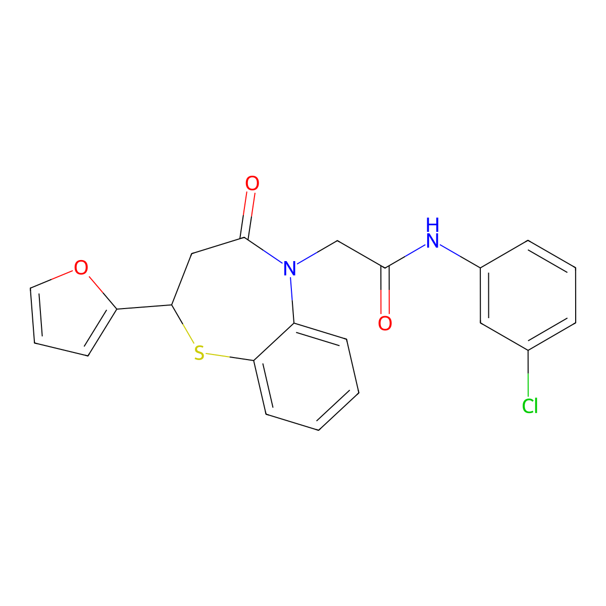 N-(3-chlorophenyl)-2-(2-(furan-2-yl)-4-oxo-3,4-dihydrobenzo[b][1,4]thiazepin-5(2H)-yl)acetamide molecular structure, CAS 863004-89-1