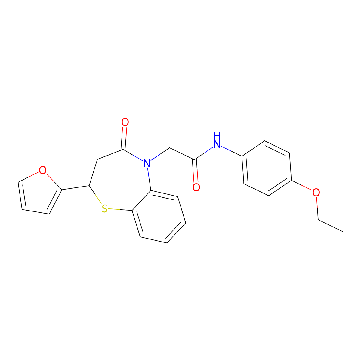 N-(4-ethoxyphenyl)-2-(2-(furan-2-yl)-4-oxo-3,4-dihydrobenzo[b][1,4]thiazepin-5(2H)-yl)acetamide molecular structure, CAS 863004-99-3