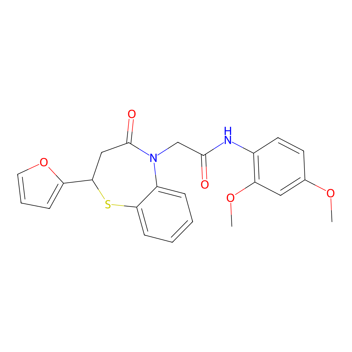 N-(2,4-dimethoxyphenyl)-2-(2-(furan-2-yl)-4-oxo-3,4-dihydrobenzo[b][1,4]thiazepin-5(2H)-yl)acetamide molecular structure, CAS 863005-00-9