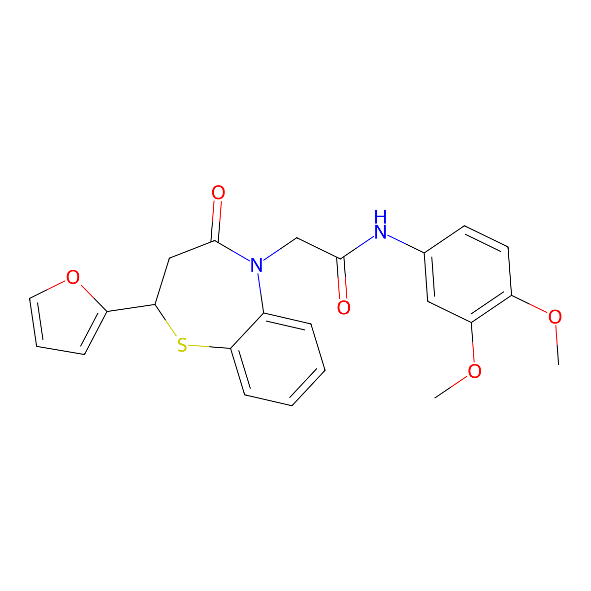 N-(3,4-dimethoxyphenyl)-2-(2-(furan-2-yl)-4-oxo-3,4-dihydrobenzo[b][1,4]thiazepin-5(2H)-yl)acetamide molecular structure, CAS 863005-02-1
