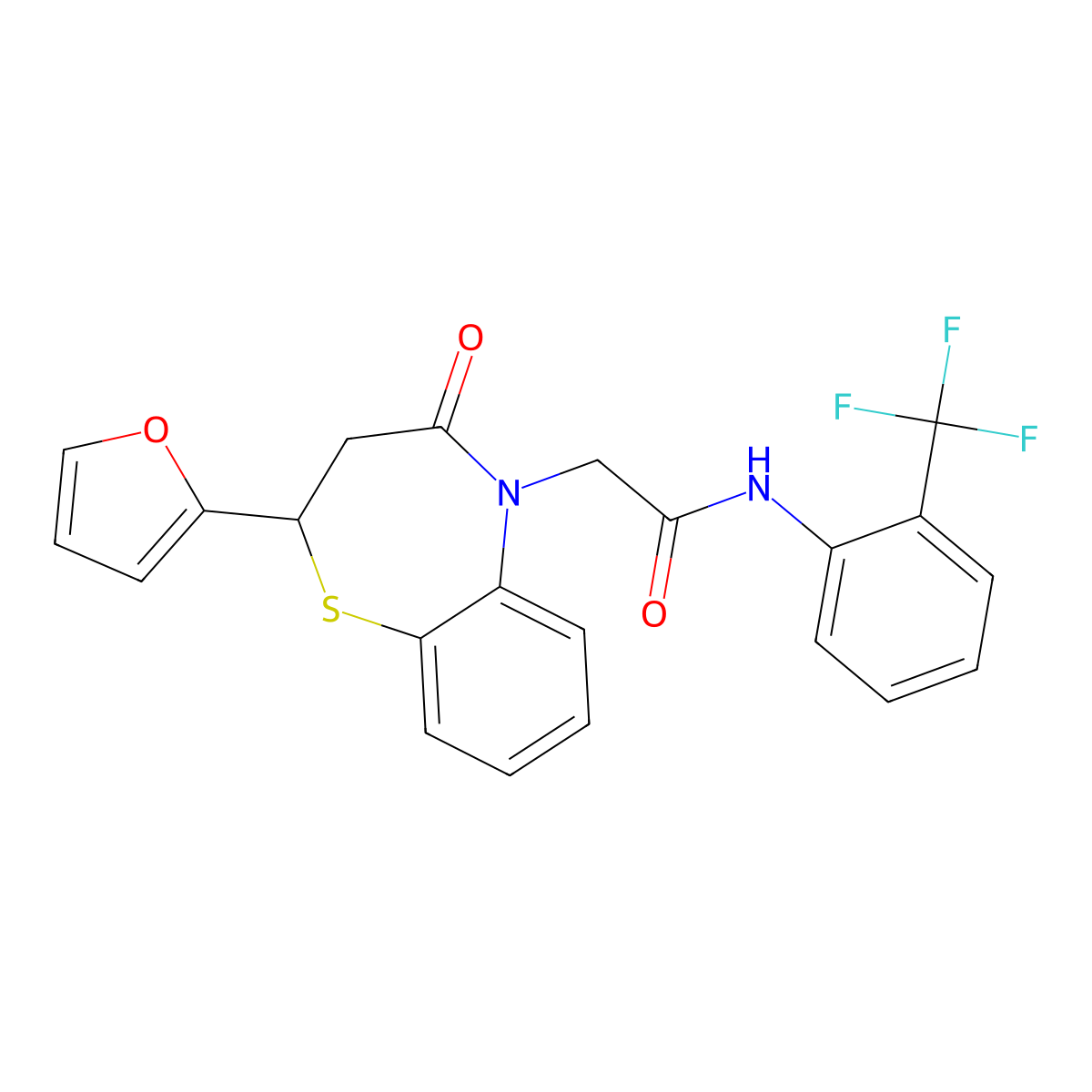 2-(2-(furan-2-yl)-4-oxo-3,4-dihydrobenzo[b][1,4]thiazepin-5(2H)-yl)-N-(2-(trifluoromethyl)phenyl)acetamide molecular structure, CAS 863005-05-4