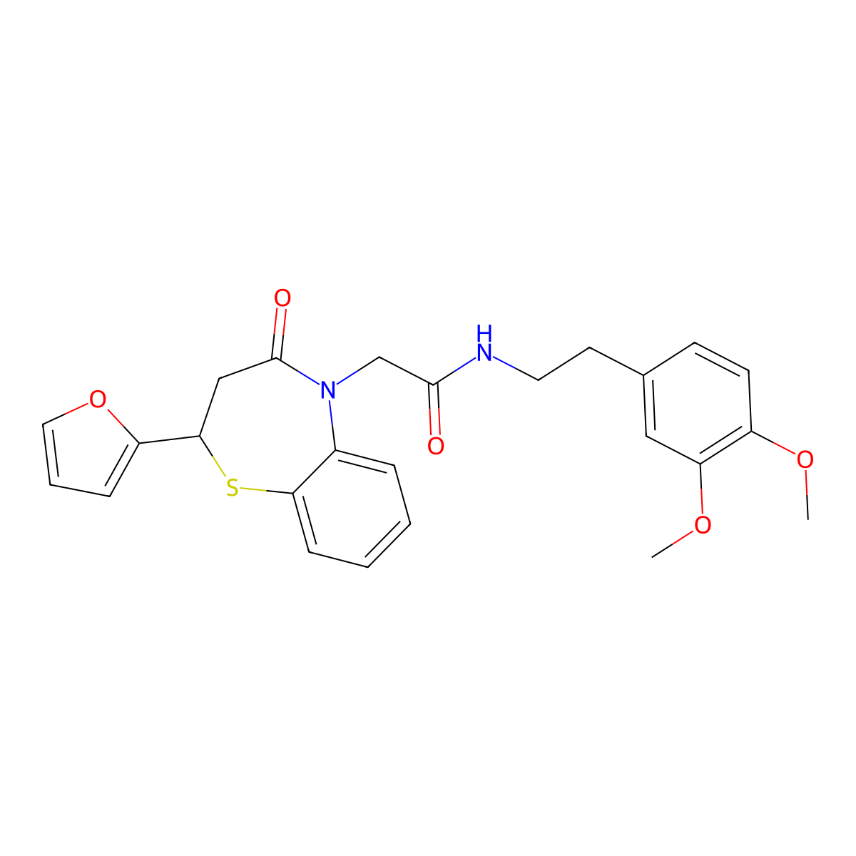 N-(3,4-dimethoxyphenethyl)-2-(2-(furan-2-yl)-4-oxo-3,4-dihydrobenzo[b][1,4]thiazepin-5(2H)-yl)acetamide molecular structure, CAS 863005-28-1