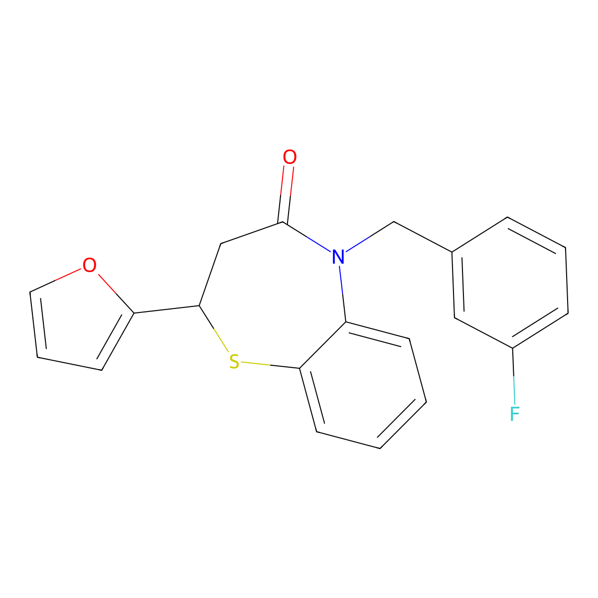 5-(3-fluorobenzyl)-2-(furan-2-yl)-2,3-dihydrobenzo[b][1,4]thiazepin-4(5H)-one molecular structure, CAS 863005-33-8