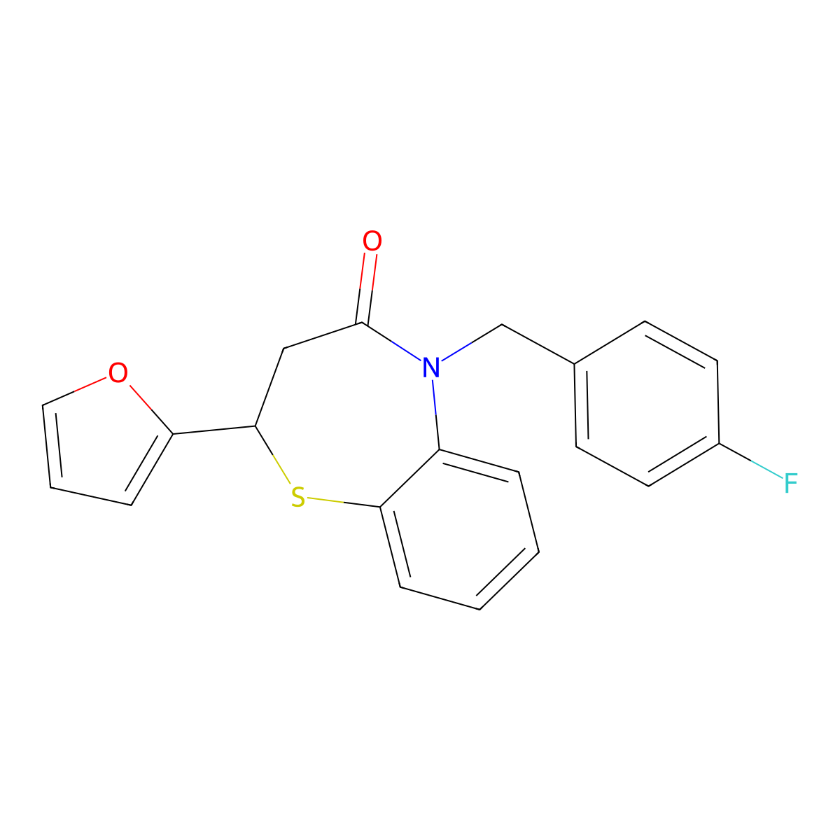 5-(4-fluorobenzyl)-2-(furan-2-yl)-2,3-dihydrobenzo[b][1,4]thiazepin-4(5H)-one molecular structure, CAS 863005-34-9