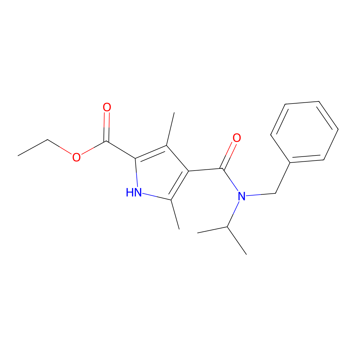 ethyl 4-[benzyl(propan-2-yl)carbamoyl]-3,5-dimethyl-1H-pyrrole-2-carboxylate molecular structure, CAS 863005-67-8
