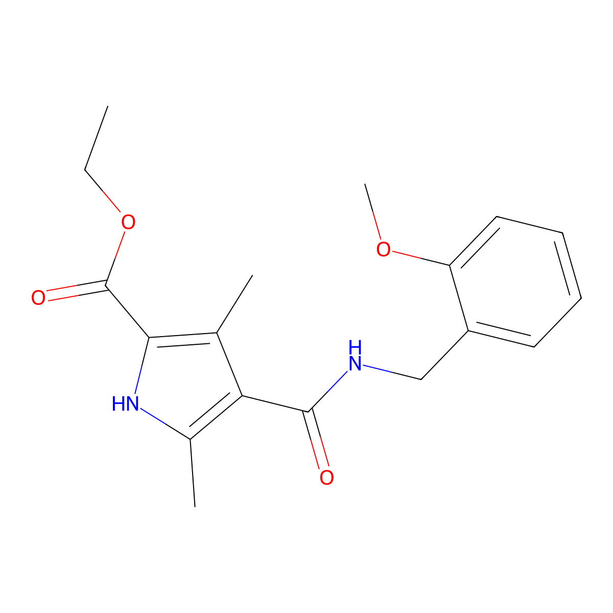 ethyl 4-((2-methoxybenzyl)carbamoyl)-3,5-dimethyl-1H-pyrrole-2-carboxylate molecular structure, CAS 863005-79-2