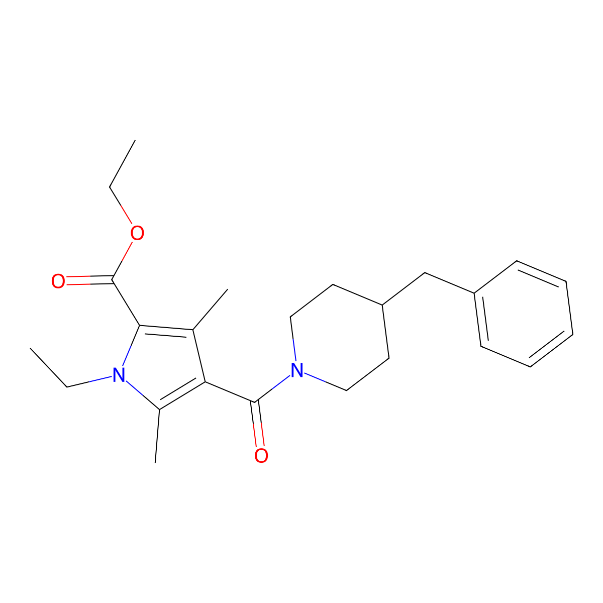 ethyl 4-(4-benzylpiperidine-1-carbonyl)-1-ethyl-3,5-dimethyl-1H-pyrrole-2-carboxylate molecular structure, CAS 863005-84-9