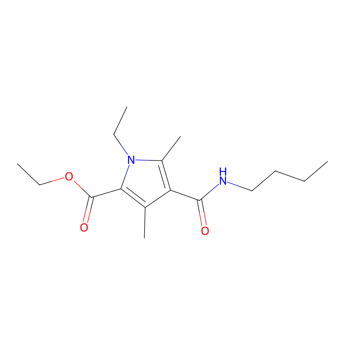 ethyl 4-(butylcarbamoyl)-1-ethyl-3,5-dimethyl-1H-pyrrole-2-carboxylate molecular structure, CAS 863005-96-3