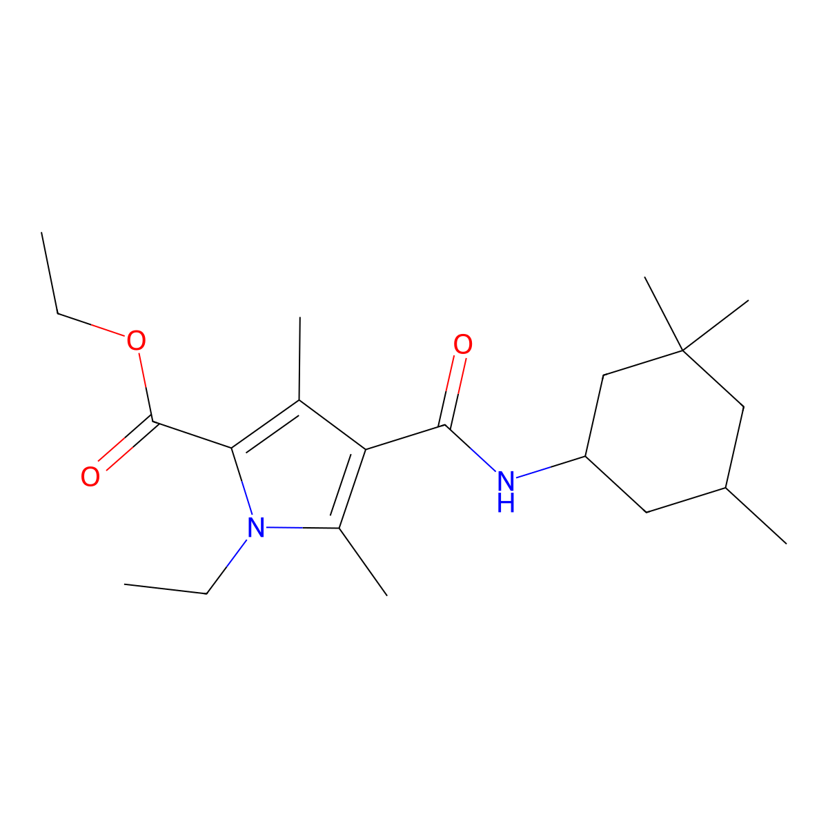 ethyl 1-ethyl-3,5-dimethyl-4-((3,3,5-trimethylcyclohexyl)carbamoyl)-1H-pyrrole-2-carboxylate molecular structure, CAS 863006-09-1