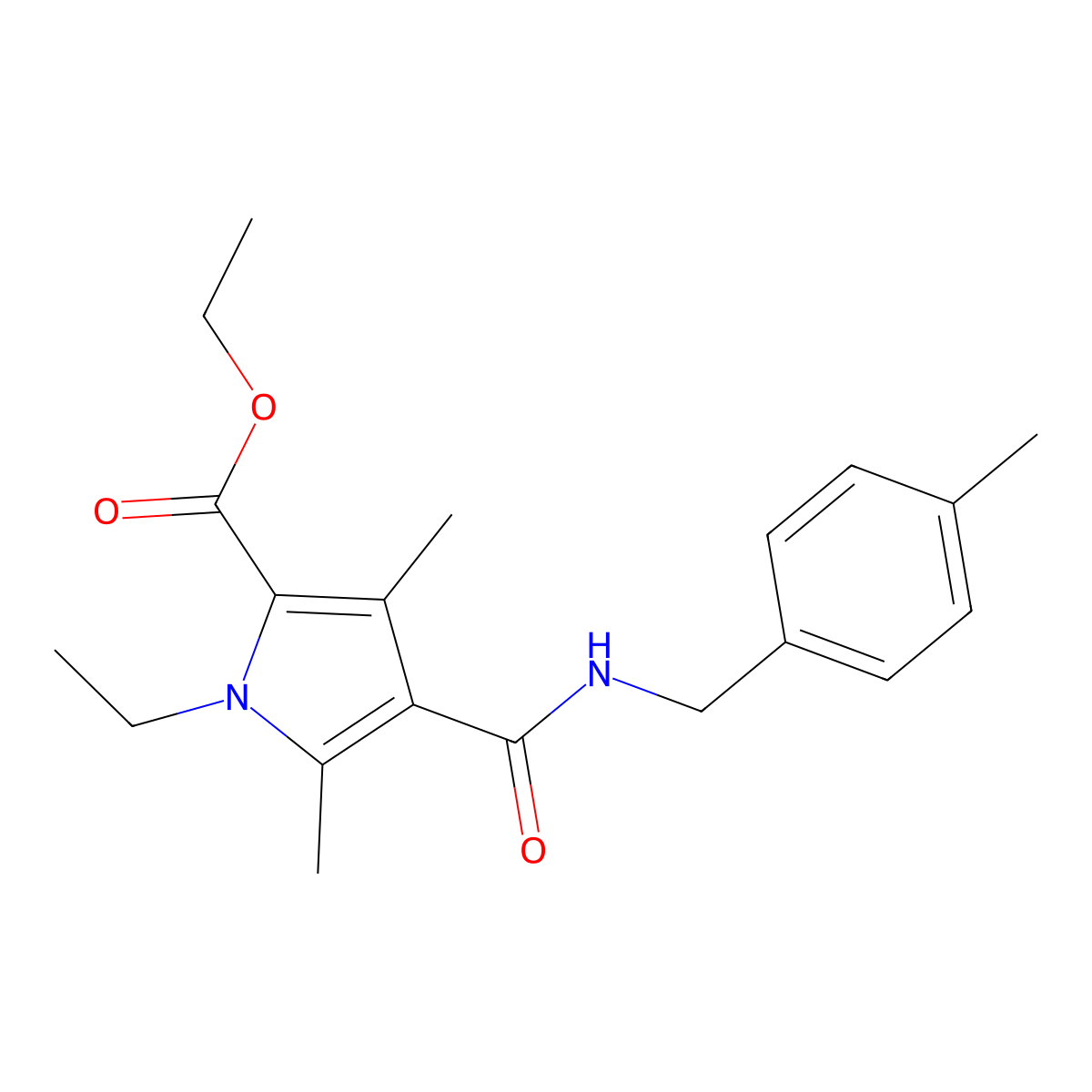 ethyl 1-ethyl-3,5-dimethyl-4-((4-methylbenzyl)carbamoyl)-1H-pyrrole-2-carboxylate molecular structure, CAS 863006-25-1