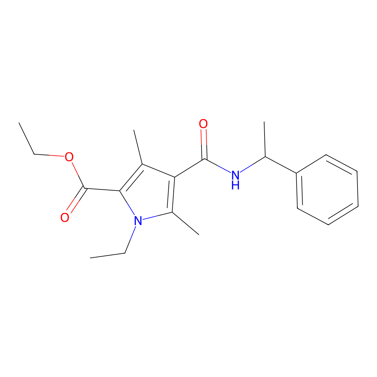 ethyl 1-ethyl-3,5-dimethyl-4-[(1-phenylethyl)carbamoyl]-1H-pyrrole-2-carboxylate molecular structure, CAS 863006-28-4