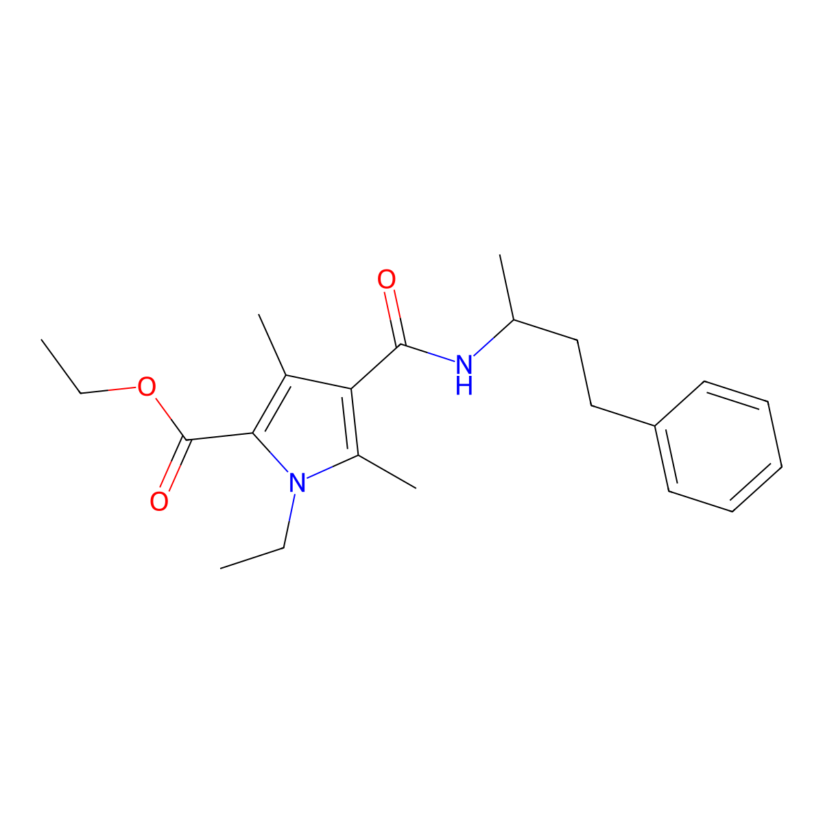 ethyl 1-ethyl-3,5-dimethyl-4-((4-phenylbutan-2-yl)carbamoyl)-1H-pyrrole-2-carboxylate molecular structure, CAS 863006-46-6