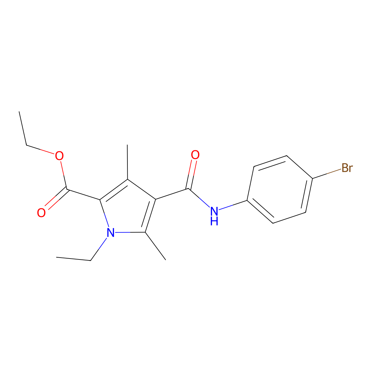 ethyl 4-[(4-bromophenyl)carbamoyl]-1-ethyl-3,5-dimethyl-1H-pyrrole-2-carboxylate molecular structure, CAS 863006-77-3