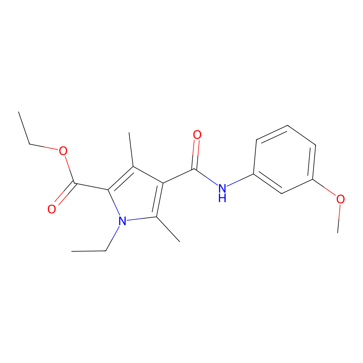 Ethyl 1-ethyl-4-[(3-methoxyphenyl)carbamoyl]-3,5-dimethyl-1H-pyrrole-2-carboxylate molecular structure, CAS 863006-80-8