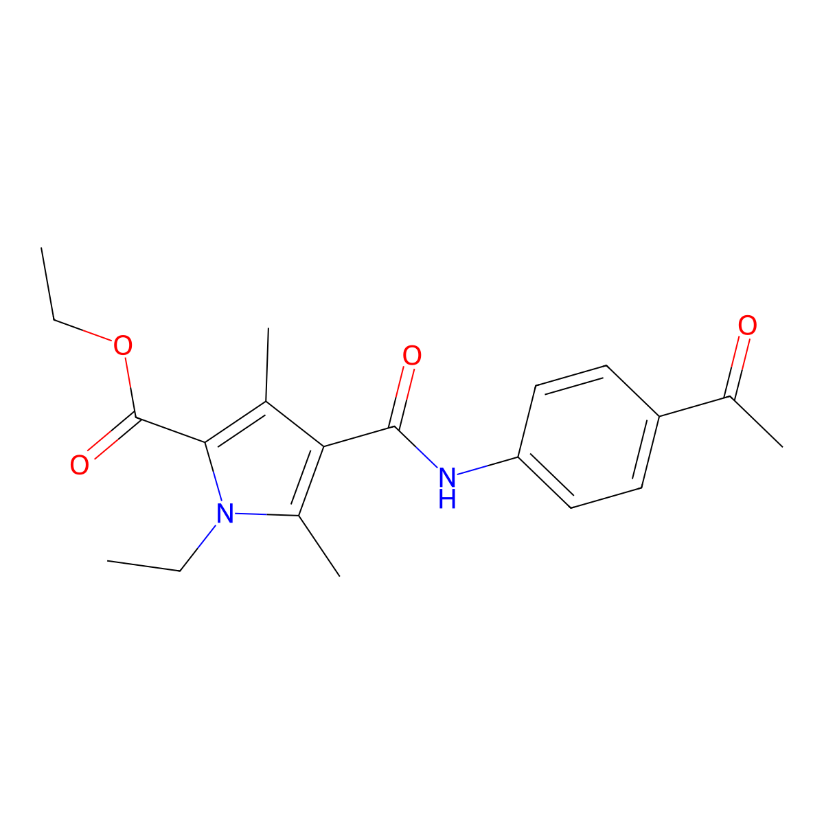 Ethyl 4-[(4-acetylphenyl)carbamoyl]-1-ethyl-3,5-dimethylpyrrole-2-carboxylate molecular structure, CAS 863006-86-4