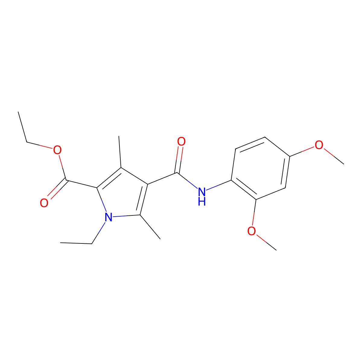 ethyl 4-[(2,4-dimethoxyphenyl)carbamoyl]-1-ethyl-3,5-dimethyl-1H-pyrrole-2-carboxylate molecular structure, CAS 863006-99-9