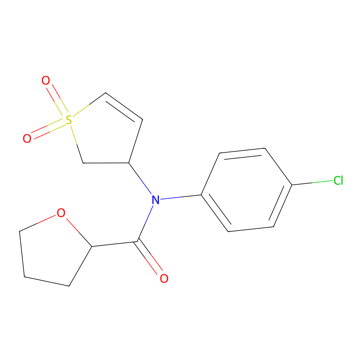 N-(4-chlorophenyl)-N-(1,1-dioxido-2,3-dihydrothiophen-3-yl)tetrahydrofuran-2-carboxamide molecular structure, CAS 863007-13-0