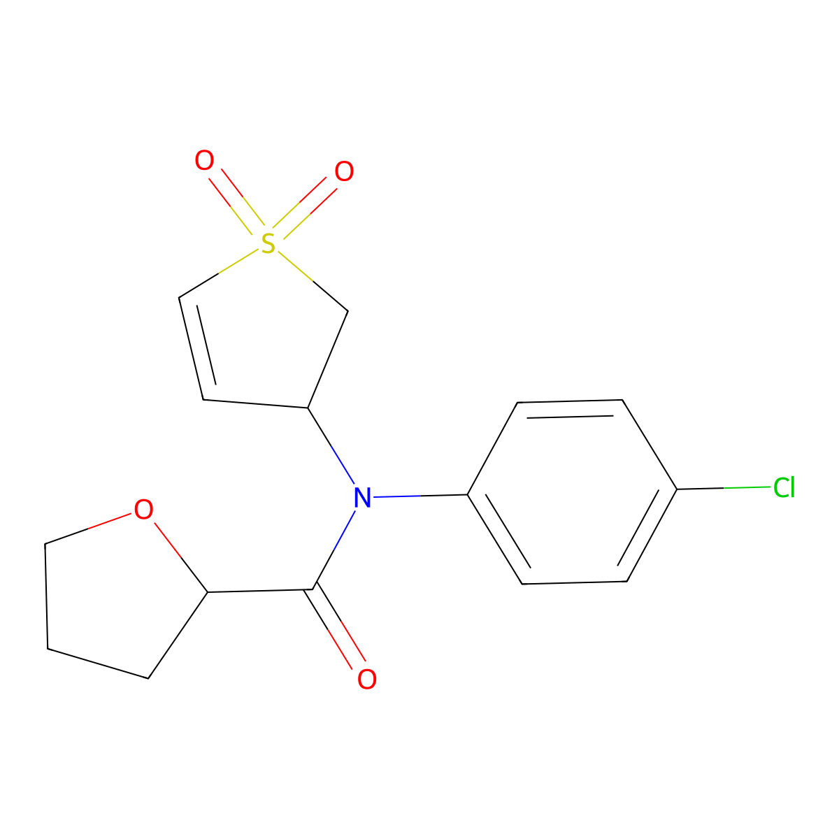 N-(4-chlorophenyl)-N-(1,1-dioxido-2,3-dihydrothiophen-3-yl)tetrahydrofuran-2-carboxamide molecular structure, CAS 863007-13-0