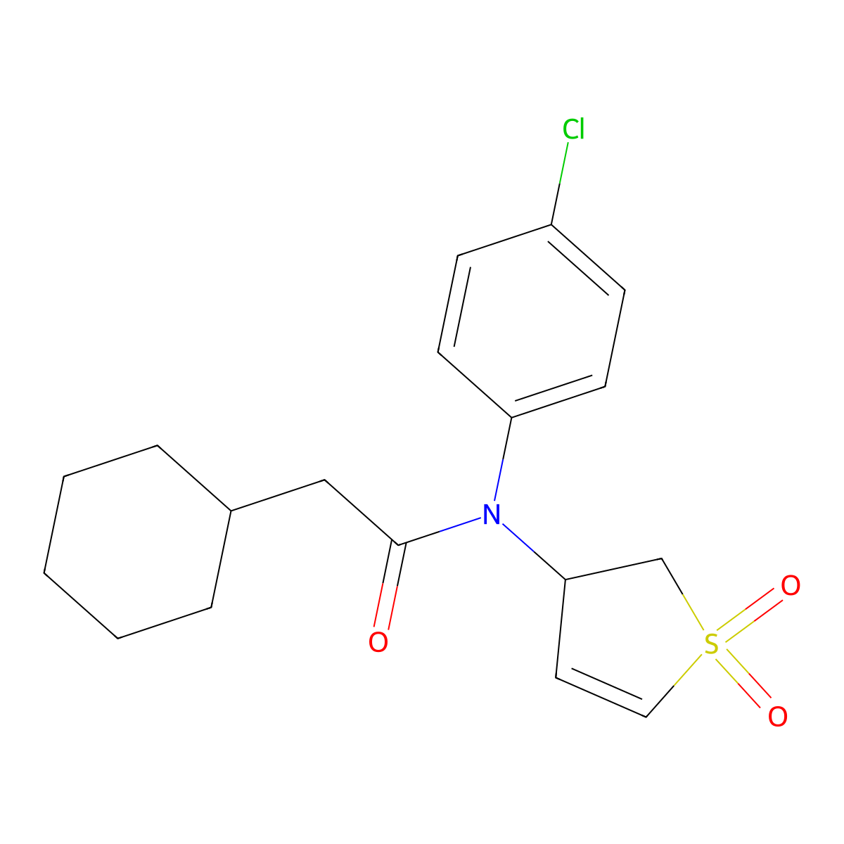 N-(4-chlorophenyl)-2-cyclohexyl-N-(1,1-dioxido-2,3-dihydrothiophen-3-yl)acetamide molecular structure, CAS 863007-14-1