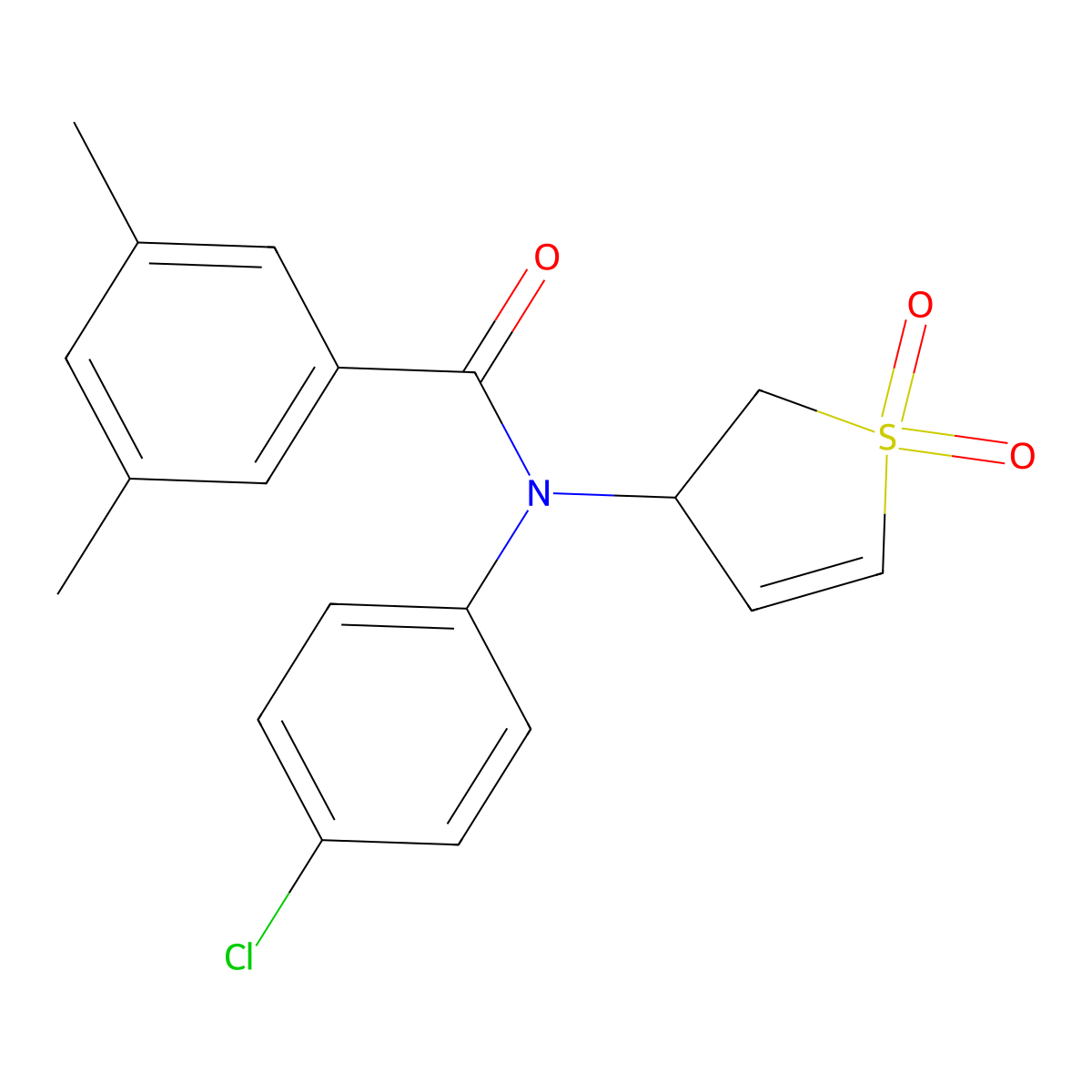 N-(4-chlorophenyl)-N-(1,1-dioxido-2,3-dihydrothien-3-yl)-3,5-dimethylbenzamide molecular structure, CAS 863007-15-2