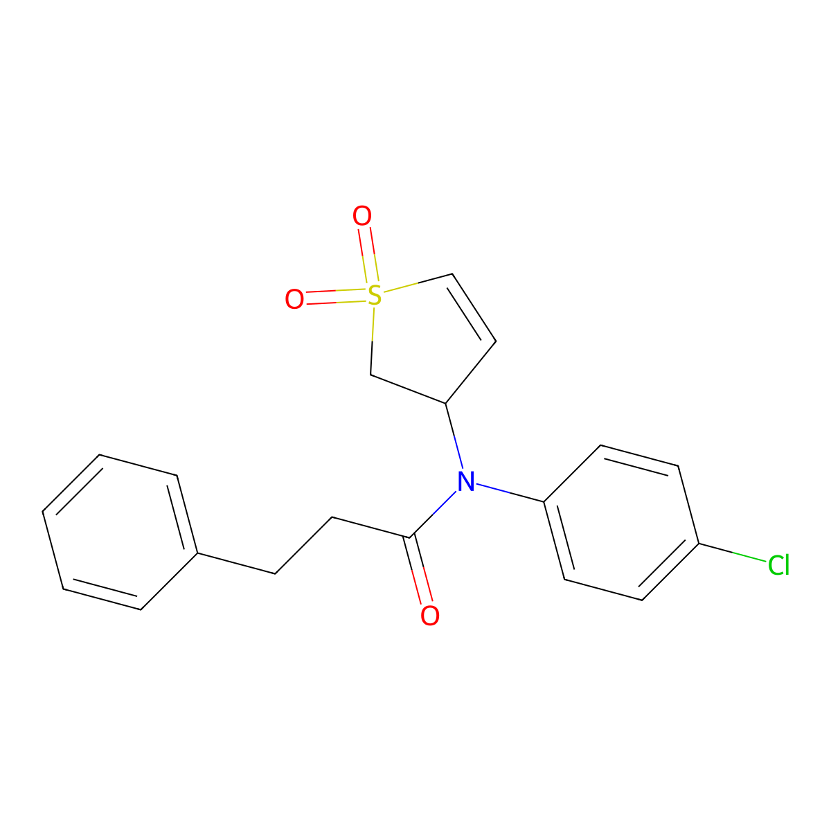 N-(4-chlorophenyl)-N-(1,1-dioxido-2,3-dihydrothiophen-3-yl)-3-phenylpropanamide molecular structure, CAS 863007-20-9